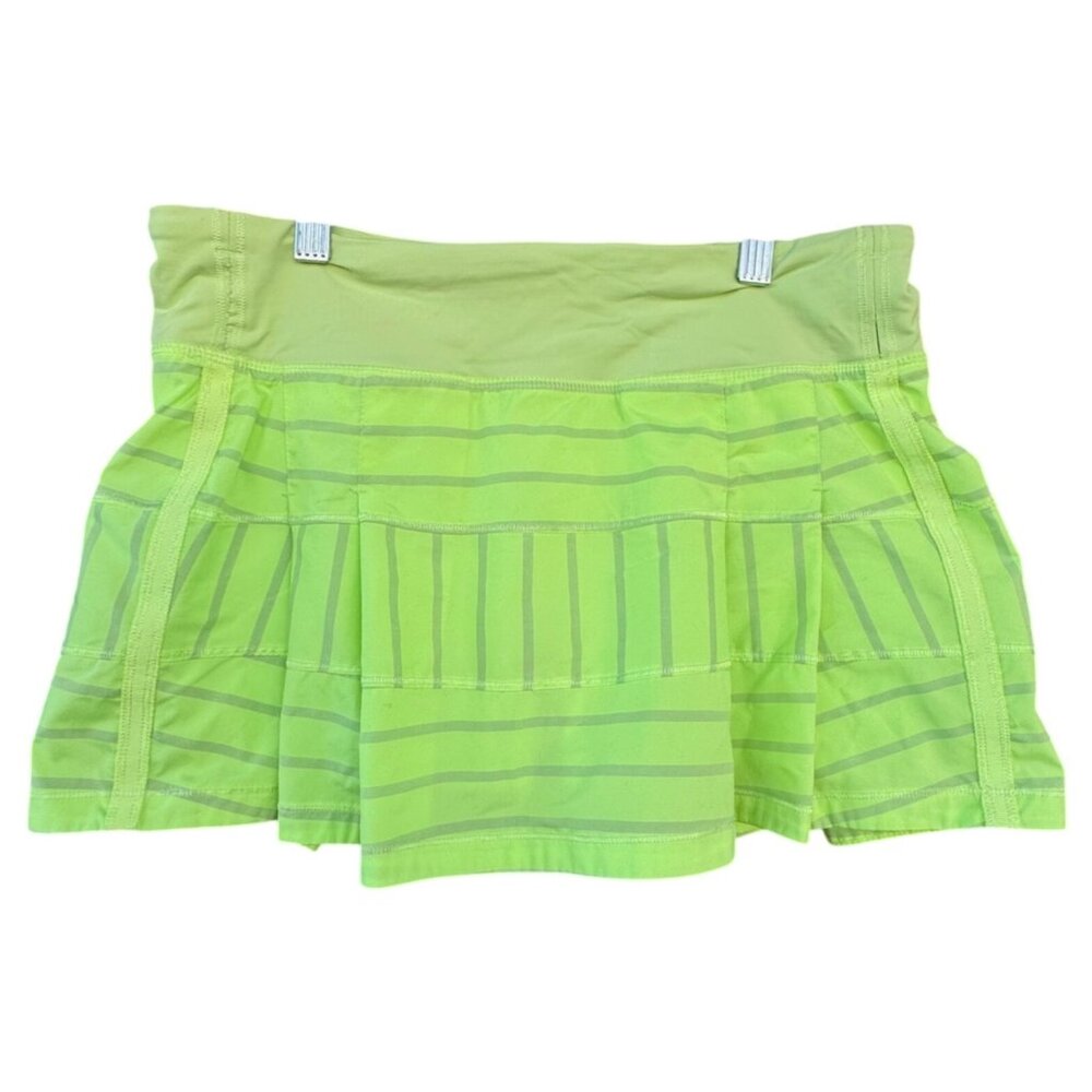 Lululemon Lime Green Pleated Athletic Skirt Size 6 With Reflective Stripe Detail
